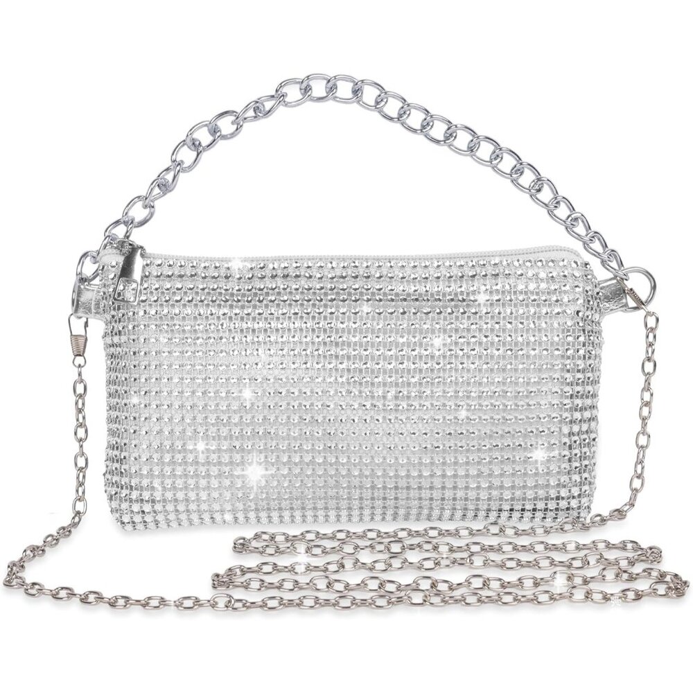 ⚡ Women's Evening Rhinestone Glitter Sparkly‎ Banquet Crossbody Clutch Bag - Picture 1 of 5